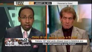 ESPN  Skip Blames Patriots Loss to Broncos Playing Dirty [upl. by Arymahs]