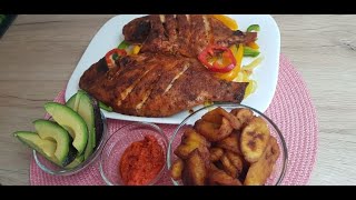 How To Prepair Red Snapper Fish With Red Plantain  Schönes Rezept Roter Fisch Mit Roter Kochbanane [upl. by Nelrac]