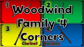 Instrument Family 4 Corners  Woodwind Four Corners  Elementary Music Games [upl. by Avid]