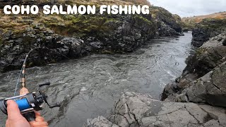 BOBBER DOWNS IN THE ROCKY CANYON FISHING FOR COHO SALMON [upl. by Emanuela144]