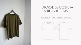 Sewing tutorial oversized tshirt  Tutorial de costura remera oversize  Mercadito de moldes [upl. by Aihsitan]