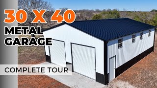 30x40 Steel Metal Building 1200 sq ft Metal Garage Tour  WolfSteel Buildings [upl. by Estele]