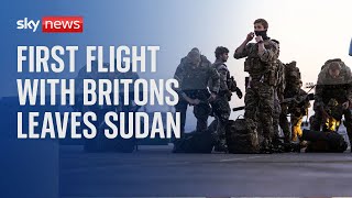 Sudan First flight evacuating British nationals leaves the country in route to Cyprus [upl. by Dorion]