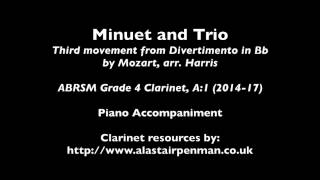 Minuet and Trio Third movement from Divertimento in B flat by Mozart Piano Accompaniment [upl. by Aicitel]