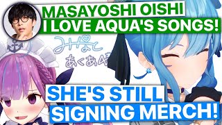 Suisei Reveals Aqua Is Still Stuck Signing Merch Feat Minato Aqua  Hololive Eng Subs [upl. by Nuli797]