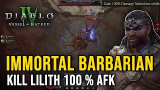 Immortal Barb How to AFK Lilith XD  Diablo 4 S7 PTR [upl. by Rector]