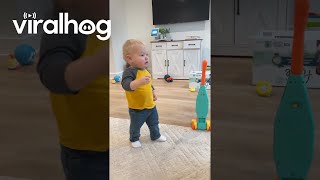 Toddler Pretends to Be Hurt So He Can Get Kisses From Dog  ViralHog [upl. by Mahseh800]