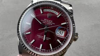 Rolex Day Date CHERRY RED Dial 118239 Rolex Watch Review [upl. by Filippa]