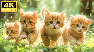 Baby Animals 4K  Lovely World In Baby Animal Eyes With Relaxing Music Colorfully Dynamic [upl. by Ruhtracam]