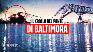 Come ha fatto la nave cargo a Baltimora a colpire il ponte Francis Scott Key il video del crollo [upl. by Kantos433]