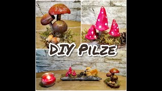 DIY Herbstdeko aus Modelliermasse Fliegenpilz  Steinpilz  Herbstpilze basteln [upl. by Truitt]