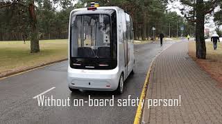 AV shuttle driving without onboard safety person [upl. by Lezirg]