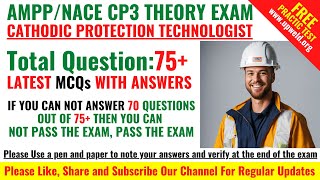 Top 75 Latest AMPP NACE CP3 Questions and Answers  Cathodic Protection Technologist Theory Exam [upl. by Sterne]