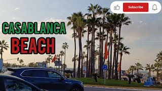 Casablanca Beach city centre ain diabMorocco walking tour along la corniche [upl. by Eusebio]