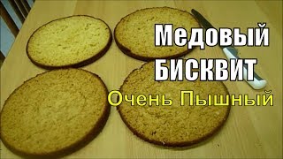 Медовый Бисквит для Торта 4 Коржа Очень Пышный бисквит cake [upl. by Antoine]