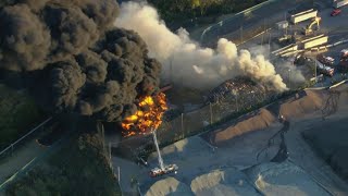 Massive tire fire burns at Philadelphia junkyard  Aerial Footage [upl. by Cadell]