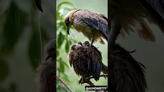 Mother bird protects their babies from heavy rainstorm birds wildlife nature mother love [upl. by Berenice]