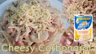 Carbonara Recipe Pinoy Style  Cheesy Carbonara Filipino Style  Angel Kremqueso Carbonara recipe [upl. by Enaillil]