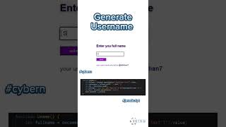 username generator javascript css shorts html yshorts webdesign oop cybern webdevelopment [upl. by Elleira328]