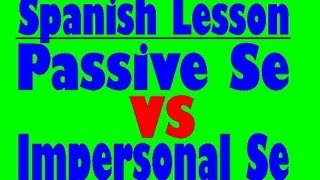 Spanish Lesson Passive Se vs Impersonal Se [upl. by Atilahs737]