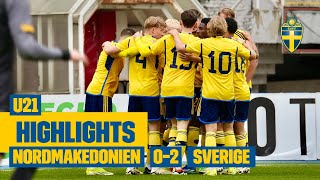 Highlights U21  Nordmakedonien – Sverige 02  Viktig trepoängare i Skopje [upl. by Ariat]