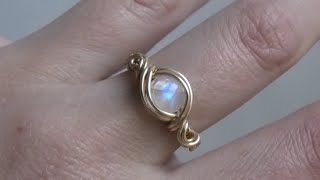 Round Wire Cabochon Wire Wrapped Ring Tutorial [upl. by Lalla]