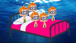 Five Little Nonny Bubble Guppies Jumping On The Bed Nursery Rhyme [upl. by Kassey]