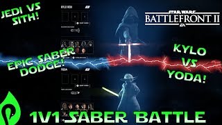 Star Wars Battlefront 2 Master Yoda Vs Kylo Ren 1v1 Saber Duel [upl. by Kassie977]