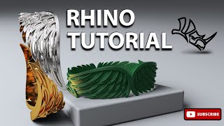 How to Create a Beautiful Angel Wing Feathers Ring in Rhino Easy Tutorial [upl. by Artsa]