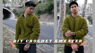 CROCHET SWEATER TUTORIAL FOR BEGINNERS  how to crochet an oversized pullover sweater EASY 💫 [upl. by Retniw]