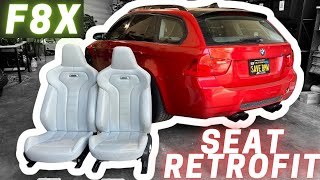 Retrofitting F80 F82 Seats In my E91 M3 Also Works On E90E92E93328i335iM3 [upl. by Jamilla]