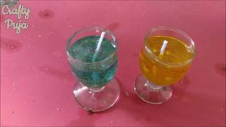 How to make Gel Candles in Cute Small Glass  How to make Gel candle at home  craftyuja  12 [upl. by Suollecram386]