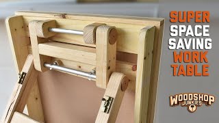 Can I Build A Better Folding Workbench  Super Space Saving Collapsible Table [upl. by Zsolway]