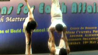 Advanced Trio Acro Yoga by Master Saumik Bera Manoj Kumar Deshwal and Michelle Lui on Vesak Day [upl. by Yenaiv]