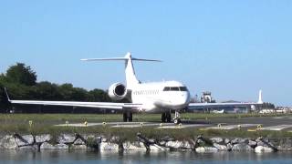 Bombardier BD700 Global Express XRS 9HCOL takeoff EASLESO [upl. by Einahpet]