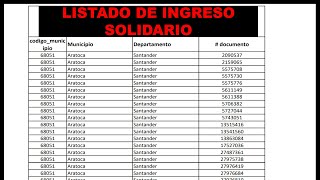 INGRESO SOLIDARIO POR FIN UN LISTADO PARA CONSULTAR SI SOMOS BENEFICIARIOS [upl. by Priebe]