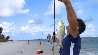 PESCA DE PRAIA Muita Ação de Peixes em ILHA DE ITAMARACÁPÉ em familias [upl. by Gregson]