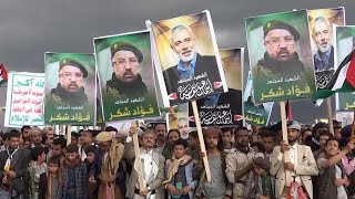 Yemeni protesters express outrage at killing of Hamas leader Haniyeh [upl. by Tirrej]