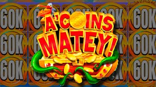 Live Play On ACoins Matey Slot Machine [upl. by Ronn725]