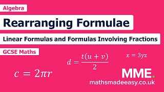 Algebra  Rearranging Formulae Foundation Video 1 [upl. by Yelyak]