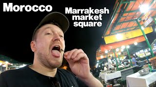 MOROCCO  Exploring Marrakesh market square at night 🇲🇦 SOLO travel [upl. by Ytak]