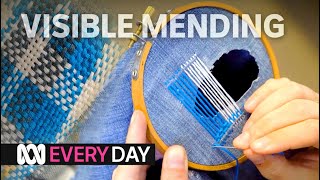 Visible mending brings new life to old damaged clothes 🧵✂️  Everyday  ABC Australia [upl. by Rancell]