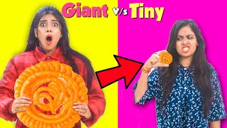 We only ate GIANT amp TINY Food for 24 hours Part 2 😱 [upl. by Natloz313]