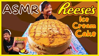 ASMR  MUKBANG REESES ICE CREAM CAKE [upl. by Nerrawed]