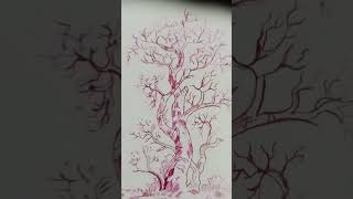 Rose drawing tree drawing rose tree drawingart [upl. by Swan441]