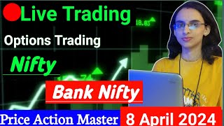 Live Trading  8 April  Nifty  Banknifty Options Trading livetrading optionstrading [upl. by Fidela]