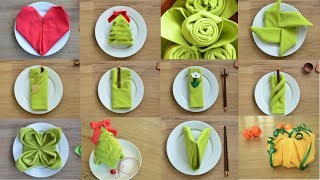 12 Fancy Napkin Folds  Easy Napkin Folding Tutorials  Year in Review  Episode 13 [upl. by Akirdnas]