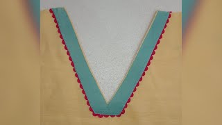 Latest V neck design with  Sewing tips and tricks for beginners Neck cutting amp Stitching [upl. by Laval]