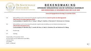 28 NOVEMBER 2024  OPENBARE VERGADERING VAN DE NATIONALE ASSEMBLEE [upl. by Clementis]