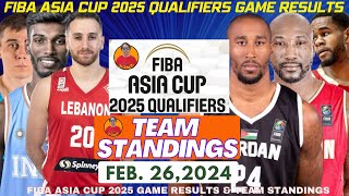 TEAM STANDINGS amp GAME RESULTS FIBA ASIA CUP 2025 QUALIFIERS WINDOW 1 FEBRUARY 262024Go GongTv [upl. by Eednyl]